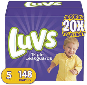 Diapers Size 5, 148 Count - Luvs Ultra Leakguards Disposable Baby Diapers, ONE MONTH SUPPLY (Packaging May Vary)