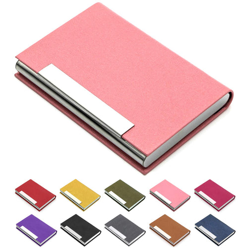 Business Card Case Luxury PU Leather & Stainless Steel